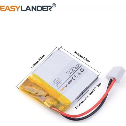 XHR-2P 2.54 500mAh 453233 3.7V special lithium polymer battery Bluetooth MP3 sound card