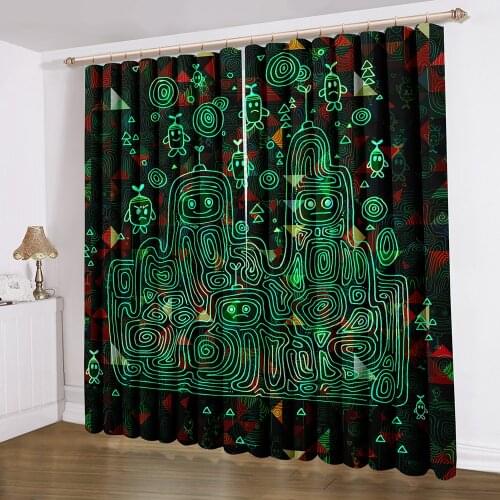 Green Labyrinth Wizard Curtains 3D Print Curtain Dark Background Curtain 2 Panels Curtain Home Textile Drapes Window Curtain