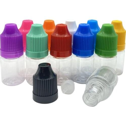 100pcs 5ml Empty Bottles Clear PET Plastic Dropper Bottle With Child Proof Cap E Liquid Vail Free Shipping