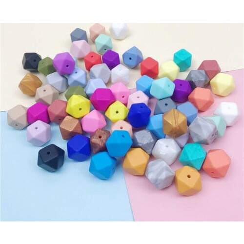17mm Baby Nursing Teether Silicone Octagonal Beads10pc Can Chew Pram Toy Chew DIY necklace/ Bracelet Baby Teether Gifts