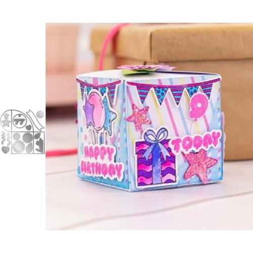 2020 Birthday Box Metal Cutting Dies DIY Scrapbooking Paper Photo Album Crafts Knife Mould Cards Blade Punch Decor Stencils