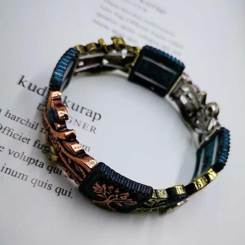 2021 Ins Vintage Tree of Life Believe Love Hope Blessed Letters Handmade Elastic Bracelets Party Hip-hop Rock Bohemia Jewelry
