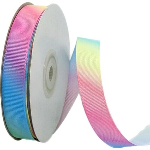 24 Yards Polyester Silk Light Gradient Rainbow Colorful Grosgrain Ribbon for Hair Bows Headbands DIY Craft Gift Wrapping