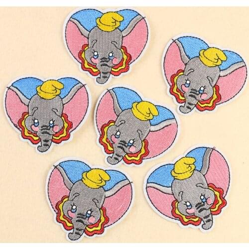 3PCS Cartoon Elephant Patches DIY Cute Heart Clothes Stickers Iron on Fabric Badge Kids Clothes Applique Apparel Accessories