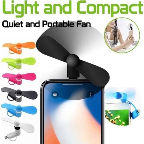 3 IN 1 Portable Mobile Phone Mini USB Fan Cooler for iPhone Android Type C Micro Mobile Phone USB Mini Fan Cellphone Cooling