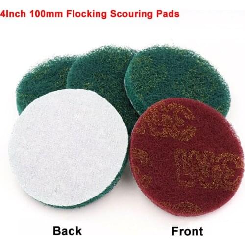 4 Inch 100mm 180 Grit 320 Grit Flocking Scouring Pad Back Velvet Polishing Pad For Furniture & wood & metal Self-adhesive