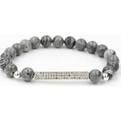 8mm cv3 gold silver micro pave cz zircon cubic zirconia Bracelet elastic adjusted bead helmet Crown agate Onyx Bangles