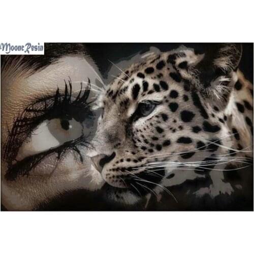 Animals Diamond Painting Cross Stitch Eyes And The Leopard Diamond Mosaic Full Round Drill Diamond Embroidery Decoration Gifts