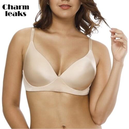 Charmleaks Bras Womens Everyday Bra Cotton Solid color Thicken Lightly Padded T Shirt Bra Comfortable Hot Sale