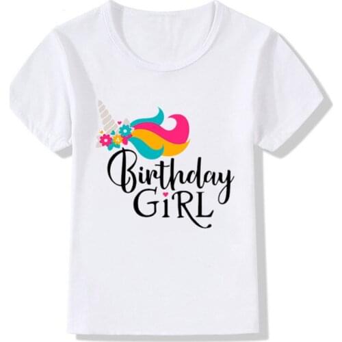 Girls Birthday Unicorn Number 1-9 Funny Cute Print T shirt For 1,2,4,6,8,10,12