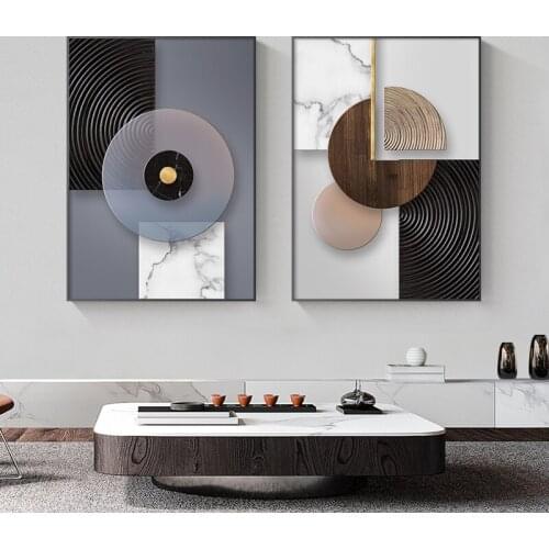 Geometric Abstract Canvas Painting Modern Wood Marble Canvas Posters and Prints Wall Pictures for Living Room Nordic Home Decor