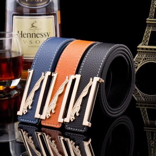 Smooth Punching Embossed 3.5 Wide Belt Leather Buckle Belt Belt Men and Women All-match Letters Men Belts Reversible