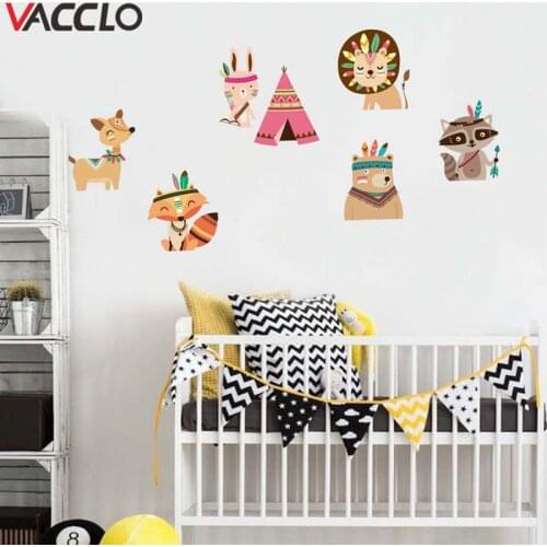 Vacclo Indian Style Creative Animal Wallpaper Cute Cartoon Living Room Childrens Room Decoration Self-adhesive Wall Stickers