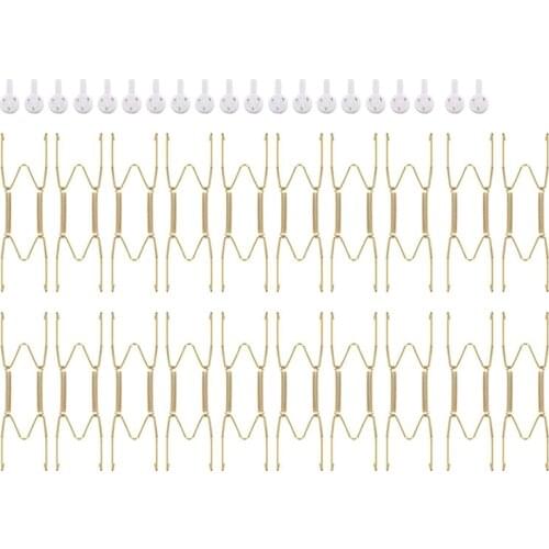 Hot 20 Pieces 6 Inch Invisible Plate Hangers Wall Plate Hangers Brass Wire Plate Holders with 20 Pieces Wall Hooks
