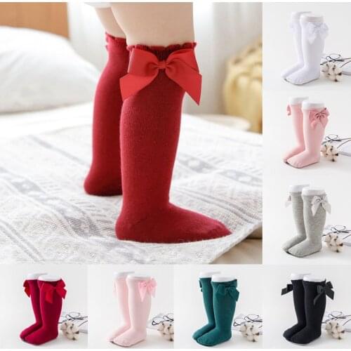 Cute Bowknot Infant Baby Socks Cotton Bows Girls Knee Socks Spring Summer Pure cotton Kids Infant Toddler Knee High Socks