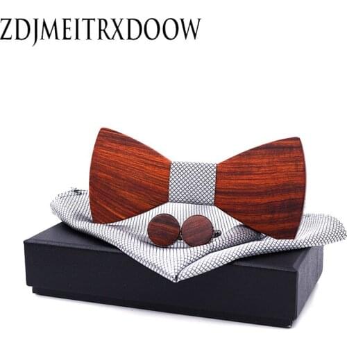 Fashion Handmade wooden bow tie /Cufflinks box package for party wedding 1order=1set