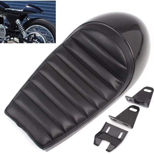 Mototcycle Black Retro Hump Cafe Racer Driver Seat w/ Rear Seat Cowl Cover Honda CB Scramblers Cruiser Bagger Naked Chopper