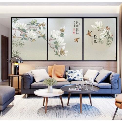 Customized new Chinese glass stickers electrostatic scrub film foil transparent opaque bathroom bathroom office