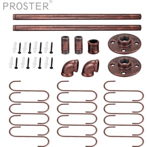 Proster Flange Hanger Rack Kit Stainless Iron Bathroom Garden Kitchen Rail Pot Wall Mount Holder Retro Bearing Capacity 15kg