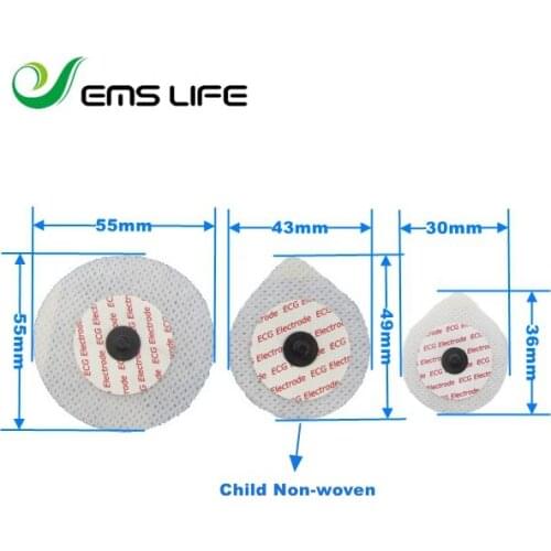 Child size 43*49mm nonwoven basic button pad with Ag/Agcl conductive gel for ecg cable connecting 50pcs packing