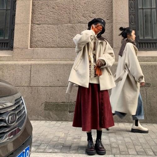 New A Line Japanese Harajuku Autumn Winter Women Skirt High Waist Solid Female Korean Streetwear Elegant Long Skirts Plus Size
