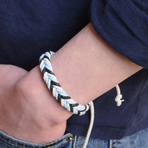 2019 New Fashion Hand Made Woven Cotton Rope Charm Bracelet For Men Ocean Wind Jewelry Boy Gifts