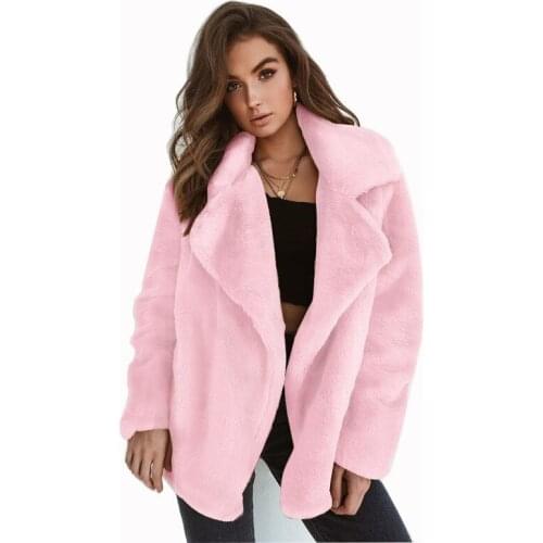 2021 new European and American fashion autumn and winter coat women explosion coat sexy plush lapel comfortable slim coat W898