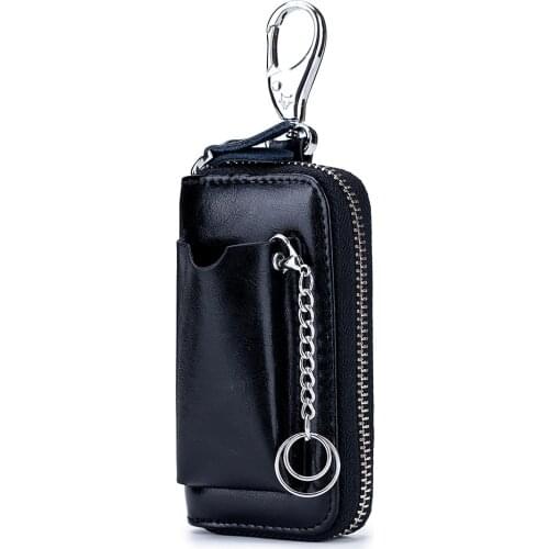 New Mens Genuine Leather Key Wallet Men Cowhide Wallet Car Key Holder Pouch Bag Case Keys Organizer Housekeeper Keychain Cover