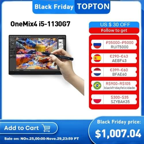 OneMix4 Notebook 10.1 Inch Pocket laptop Computer Netbook Intel i5-1130G7 8/16G 512/1T SSD USB4.0 IPS Touch Screen Windows 10