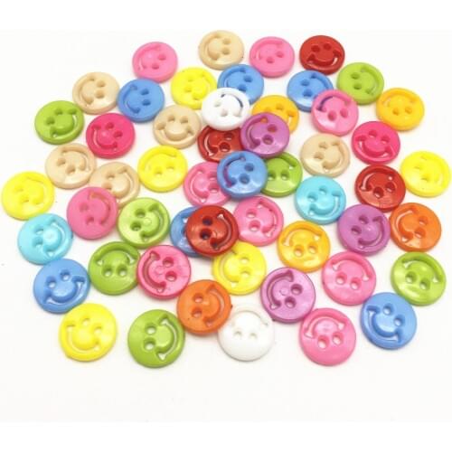 100pcs 12mm Plastic Round Smiles Mixed 2 Holes Buttons Sewing Clothing Accessories Button DIY Embellishments Crafts