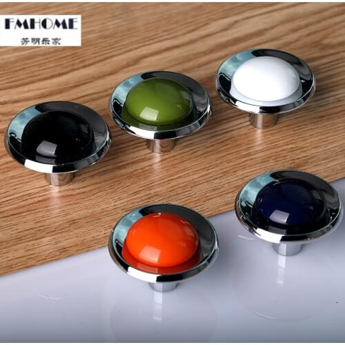 Modern fashion color drawer tv cabinet knob pull orange black white blue green chrome dresser kitchen cabinet door handle knob