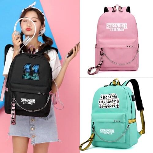 Strange Things Backpack for Women Korean Simple College Wind Travel Casual Large Capacity School Bag USB Charging Backpacks