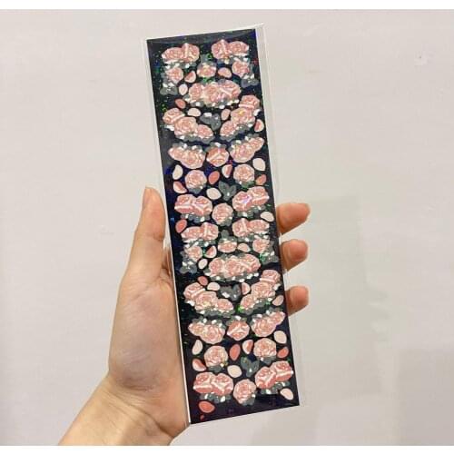 1 Sheet Rose Pattern Scrapbook Sticker Self-Adhesive PET School Stationery Crafts Sticker Office Accessories for Die Cutting