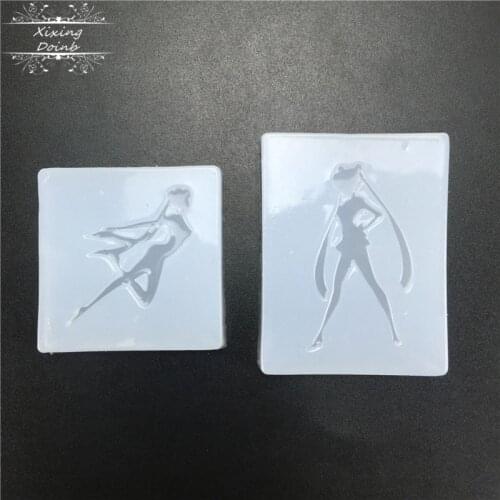 Girl shaped silicone mold cake decoration tool DIY pendant resin mold crystal drop glue making tool