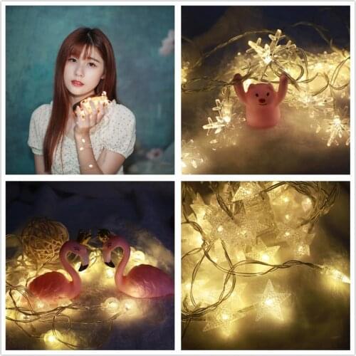 Star Lights LED Crystal Ball Garland Sepak Takra Snowflakes String Hanging Ornaments Christmas for Party Photography