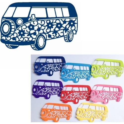 Flowery Bus Metal Cutting Dies Stencils Hollowed Flower Bus Die Cut For Card Making DIY New 2019 Crafts Cards