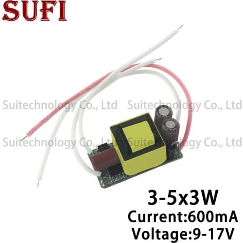 9W 12W 15W Lighting Transformers Output DC9-17V Current 600mA Power Supply 3-5x3W LED Driver For DIY Spotlights Bulb Light