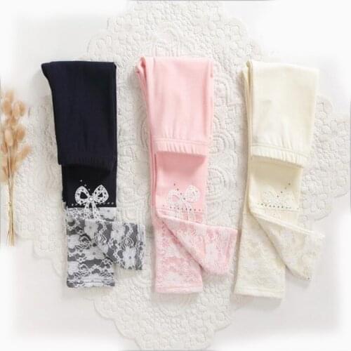 High quality autumn new Girls lace Leggings Children Pants Baby Clothing diamond Flower Butterfly Girls cotton Pants