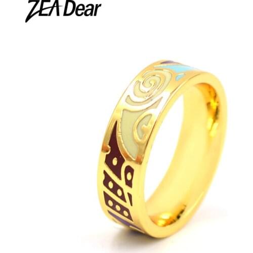 ZEA Dear Jewelry Enamel Jewelry Stainless Steel Rings For Women Round Colorful Rings For Party Wedding Ethnic Jewelry Findings