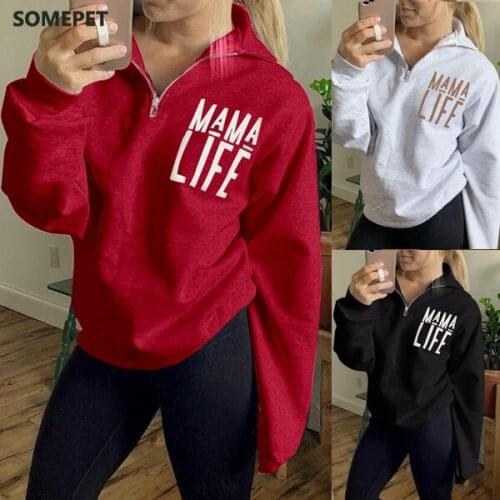 Women Sweatshirt Letter Print Turn Down Collar Woman Pullover Causal Letter Print Long Sleeve Tunic Female Sudadera