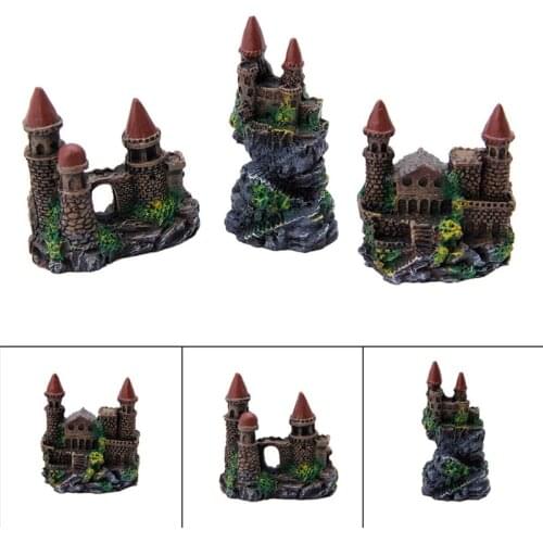 1Pc Aquarium Polyresin Tower Castle Ornament Fish Tank Decoration Accessories HX6D