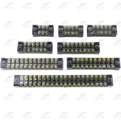 1Pcs Dual Row Screw Terminal Block Strip 600V 15A TB-1503 / TB-1504 / TB1506 / TB-1508/TB1505/TB1510/TB1512/TB1515 Optional