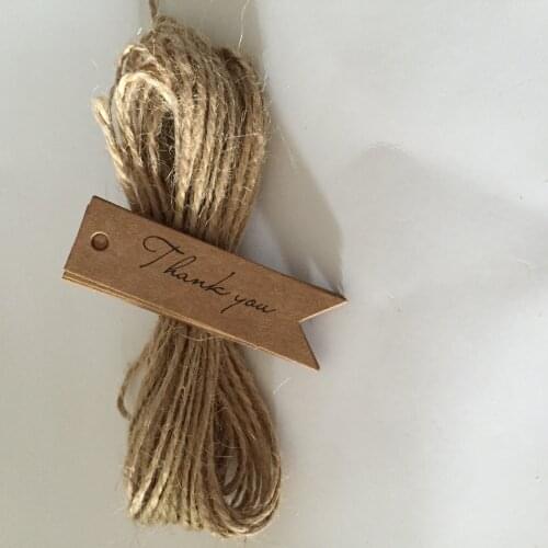 100pcs "Thank you" Kraft Gift tags Party Wedding Message Gift Tag Hang Tag,Craft Cards Label Hemp String Included