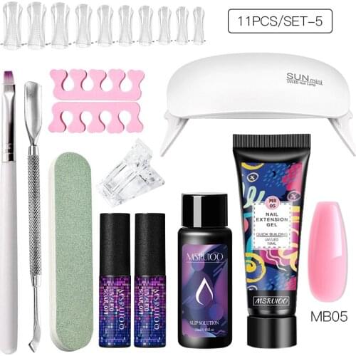 11PCS/Set 15ml Extension Kit Glitter Clear Color Nail Art Set Crystal Fast Building UV Gel Polish Acrylic Nail Tool Set VIP LinK