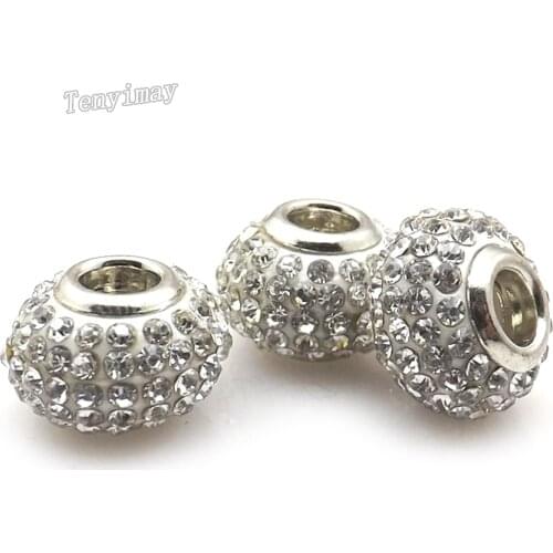 12pcs/lot Transparent Crystal Charm Beads For Snake Chain Bracelet DIY