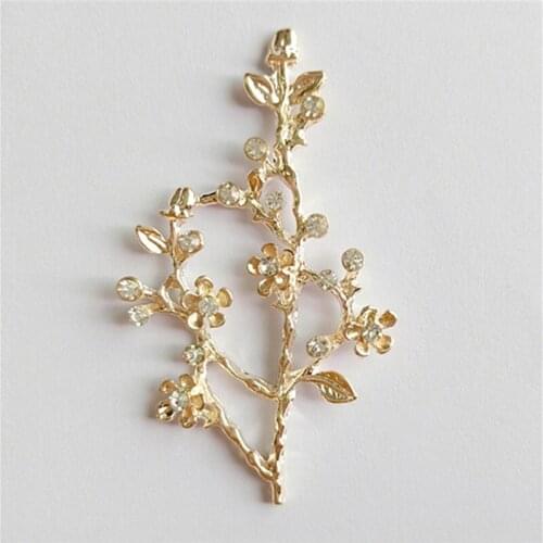 20 PCS 3.7*6.4cm Fashion Metal Alloy Gold Color Branch Flowers Connectors Charm For Jewelry Making