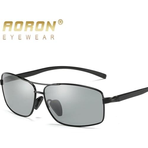2018 AORON Photochromic Sunglasses Men Polarized Discoloration HD Goggles Male Anti Glare Driving Glasses Brand Design Eyewear