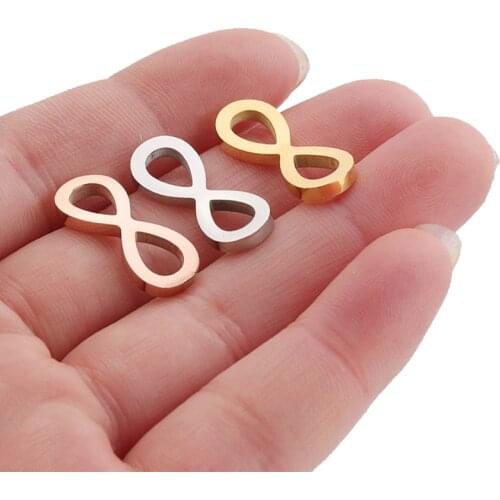 Aiovlo 5pcs/lot Infinite Symbol Connector Charms Mirror Polished Stainless Steel DIY Necklace Bracelet Jewelry Making Supplies