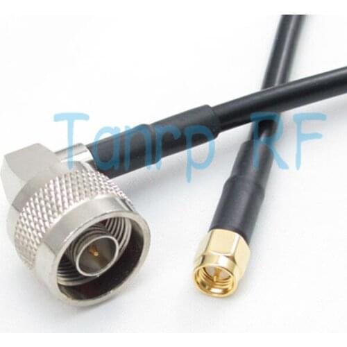 Freeshipping! 3FEET RF Pigtail coaxial jumper cable N male plug Right Angle 90 degree to SMA male plug 100CM RG58 Wholesale