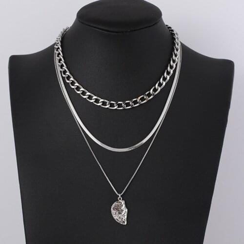 Metal texture chain three-piece detachable necklace bar set necklace